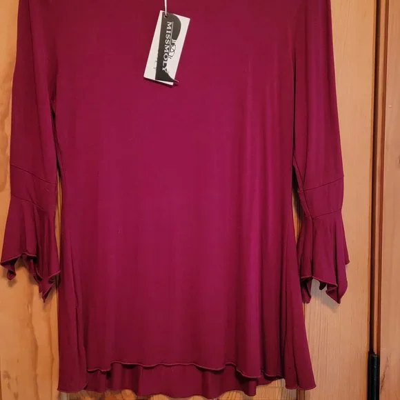 NWT Peasant Top, Bell Sleeve, Lace Inset, Henley Button Blouse - Picture 5 of 5